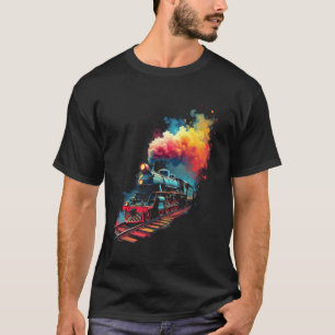 T-shirt L'art rétro de locomotive à vapeur