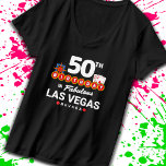 T-shirt Las Vegas Birthday Party<br><div class="desc">Planning your 50e anniversaire à Vegas ? This Welcome to Las Vegas sign style design is the perfect way for a 50 ans old to celebrate with a birthday party à Vegas ! Great for a girls' trip or birthday squad coming to Vegas for a weekend getaway or vacation Objets...</div>