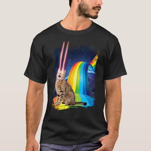 T-shirt Laser Cat Rainbow, Sci-Fi Space, Geek par  (Devant)