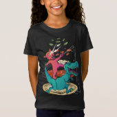 T-Shirt Laser Chat Dinosaur Pizza Tacos Rainbow Feli (Devant)