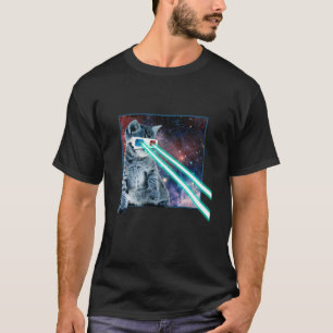 T-shirt Laser Eyes Space Cat Funny Kitty lunettes 3D T Shi