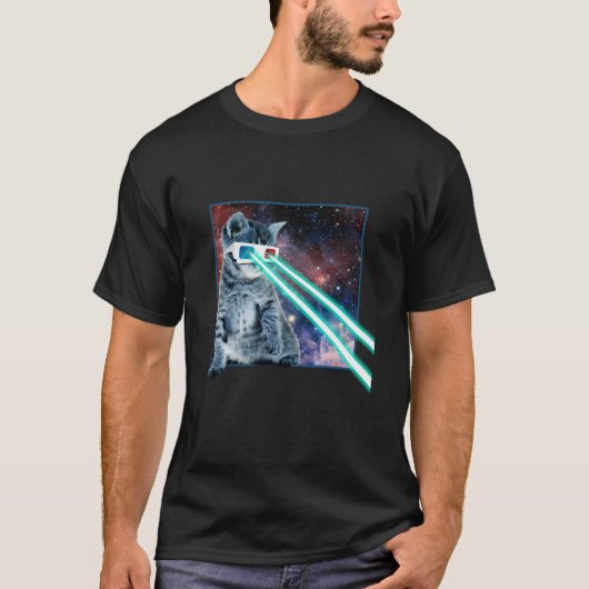 T-shirt Laser Eyes Space Cat Funny Kitty lunettes 3D T Shi (Devant)