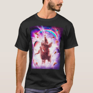 T-shirt Laser Eyes Space Cat Riding Sloth Blade Rainbow