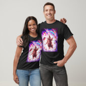 T-shirt Laser Eyes Space Cat Riding Sloth Blade Rainbow (Unisexe)