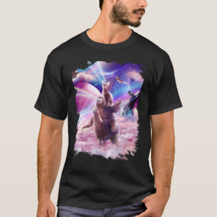 T-shirt Laser Eyes Space Chat sur Sloth Llama Rainbow