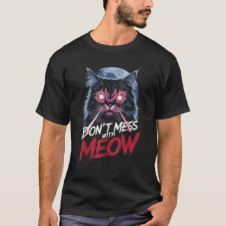 T-shirt Laser Oeil Chat Drôle Meow Mème en colère Kitty Lu