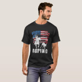 T-shirt Lasso par équipe - Roper USA Header Heele Drapeau (Devant entier)