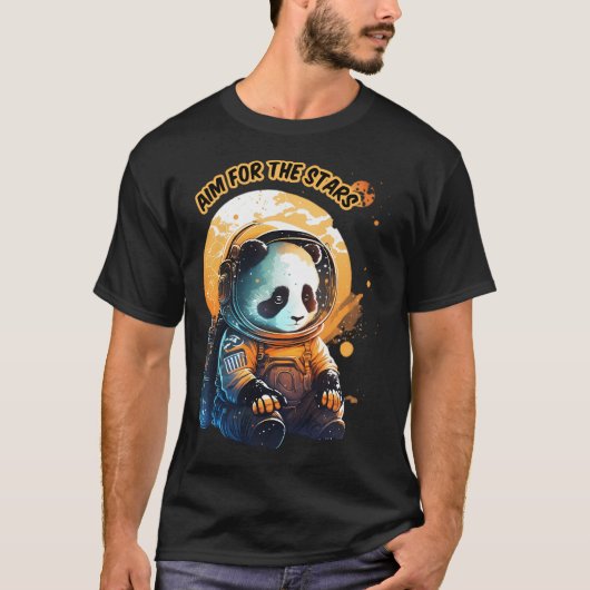 T-shirt L'Astronaut Panda A Pour But Les Étoiles (Devant)