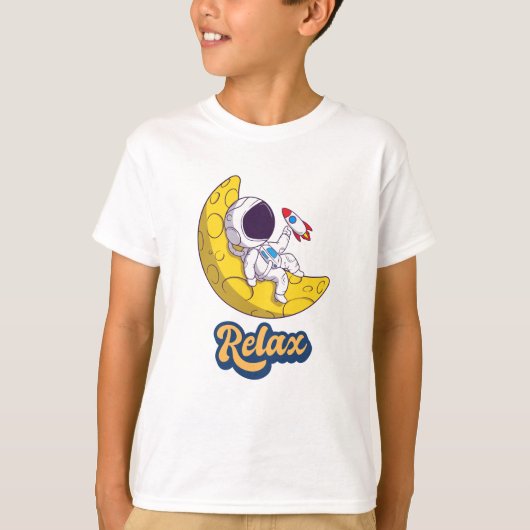 T-shirt L'astronaute allongé et reposant sur la Lune (Devant)