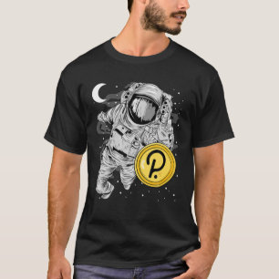 T-shirt L'Astronaute Atteint Polkadot DOT Coin À La Lune C