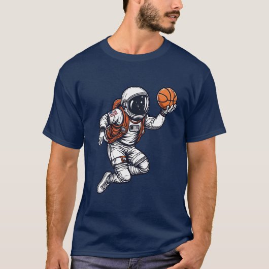 T-shirt L'astronaute basketball claque dans l'espace (Devant)