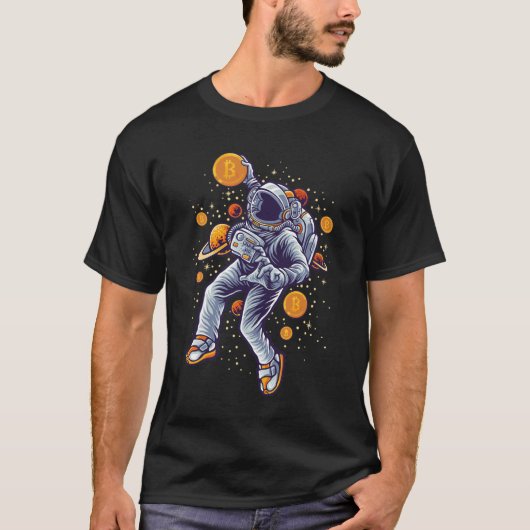 T-shirt L'astronaute Bitcoin à la lune - Crypto Bitcoin (Devant)