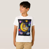 T-shirt L'astronaute Chat dort sur la Lune (Devant entier)