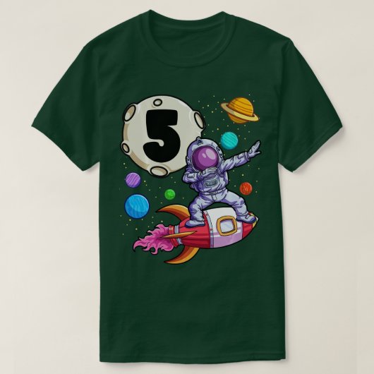 T-shirt L'astronaute Dabbing 5 ans Old Birthday Boy Space (Design devant)
