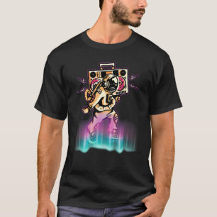 T-shirt L'astronaute danse Retro avec Music Player