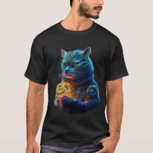 T-shirt L'astronaute de chats Blue Space tient le module l