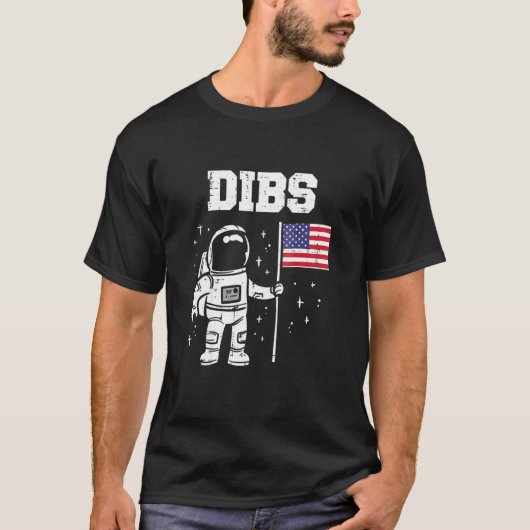 T-shirt L'Astronaute De Dibs Moon Us Drapeau Américain 4 J (Devant)