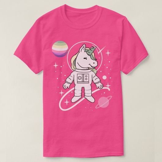 T-shirt L'astronaute de l'Unicorne Genderfae Pride (Design devant)