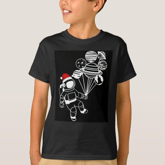T-shirt L'astronaute de Noël, Les planètes amusantes (Devant)