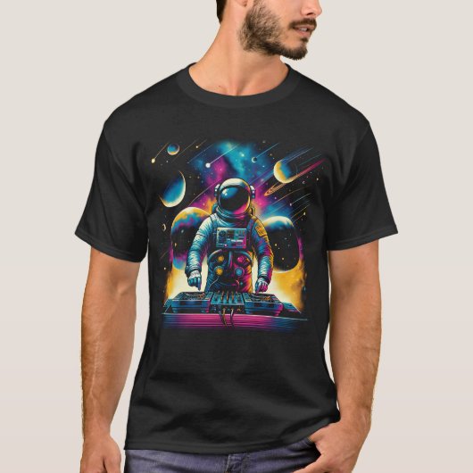 T-shirt L'astronaute DJ DJ dans l'espace EDM Funky Dance C (Devant)