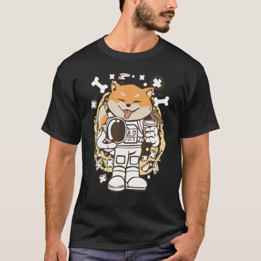 T-shirt L'Astronaute Doge Shiba Inu À L'Espace Extérieur D (Devant)