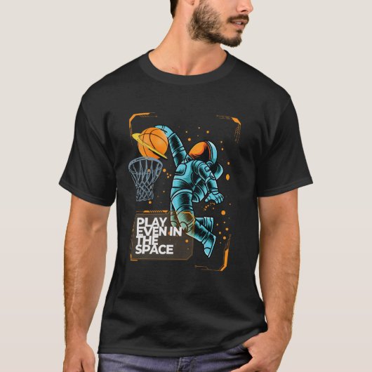T-shirt L'astronaute Dunkin Joue au sketball même dans l'e (Devant)