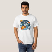 T-shirt l'astronaute fait le tour de la fusée (Devant entier)