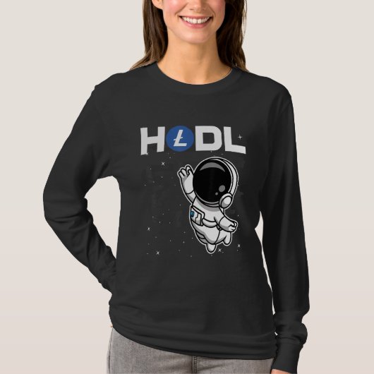 T-shirt L'Astronaute Hodl Litecoin Ltc Pièce À La Crypte L (Devant)