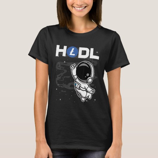 T-shirt L'Astronaute Hodl Litecoin Ltc Pièce À La Crypte L (Devant)