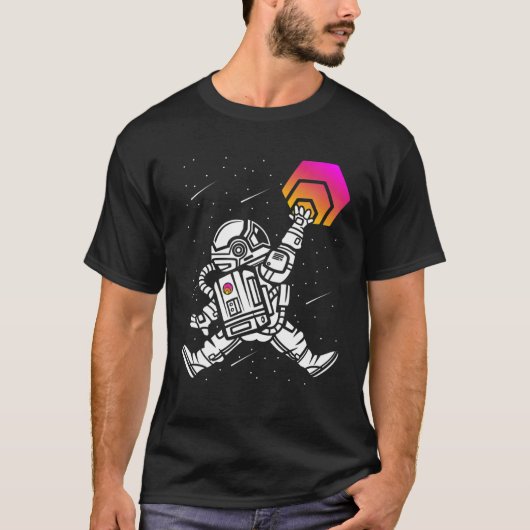 T-shirt L'astronaute Jump HEX Coin À La Lune Crypto Token  (Devant)