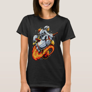 T-shirt L'astronaute monte dans un vaisseau spatial enflam