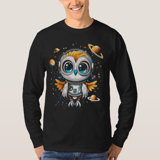 T-shirt L'astronaute Owl Galaxy Space Explorer Planètes (Devant)