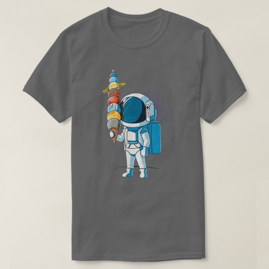 T-shirt L'astronaute par crème glacée dans l'espace Holdin (Design devant)