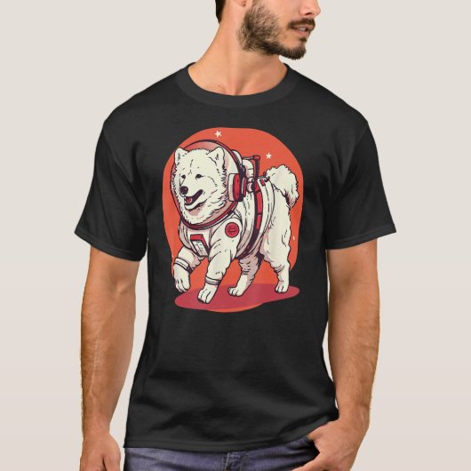 T-shirt L'astronaute Samoyé Mars Funny Dog (Devant)