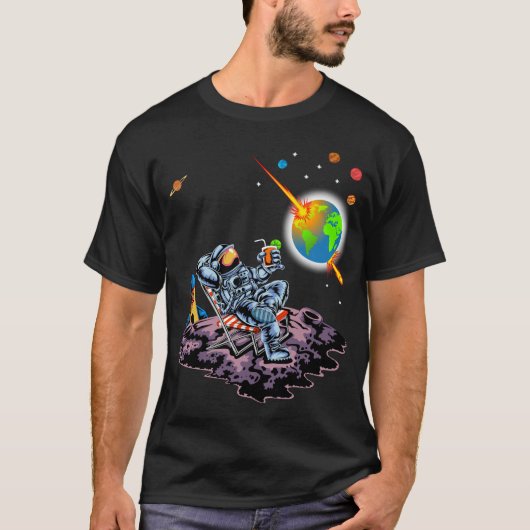 T-shirt L'astronaute se détache sur la lune (Devant)