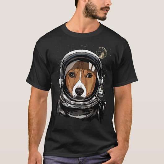 T-shirt L'astronaute spatiale African Basenji Dog Face Ast (Devant)
