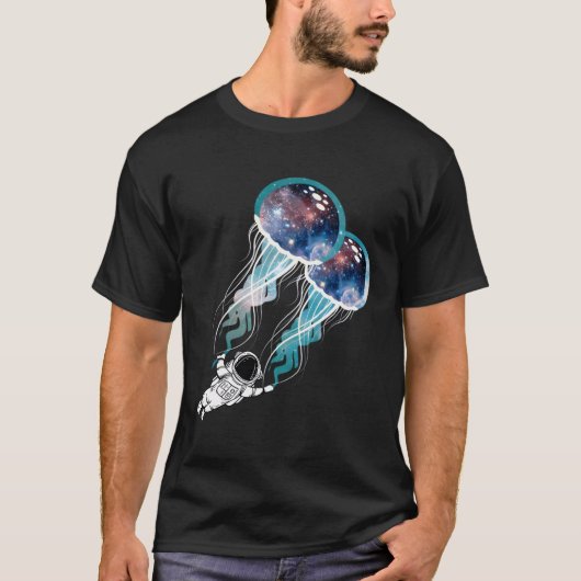 T-shirt L'astronaute spatiale Jellyfish Galaxy Diver Surfe (Devant)