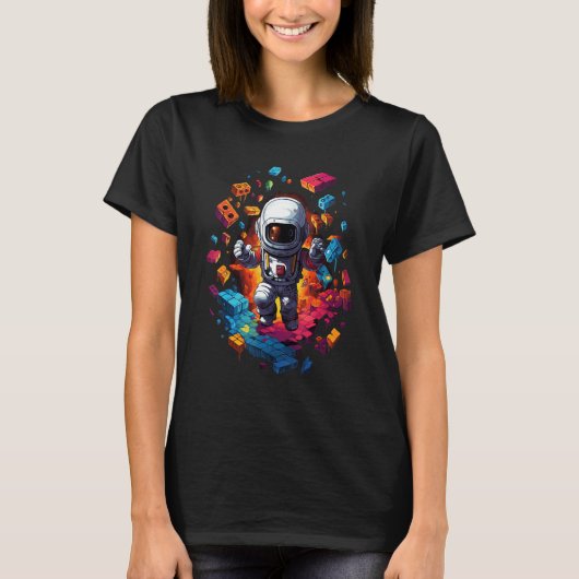 T-shirt L'astronaute spatiale Maître Builder drôle Bloc de (Devant)