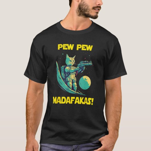 T-shirt L'astronaute spatiale Pew Madafakas Savannah Cat (Devant)
