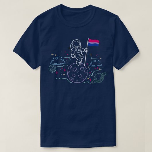 T-shirt L'astronaute sur la Lune tenant le drapeau de Bise (Design devant)