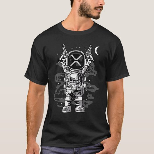 T-shirt L'Astronaute Tire La Pièce Xrp Sur Le Jeton De Cri (Devant)