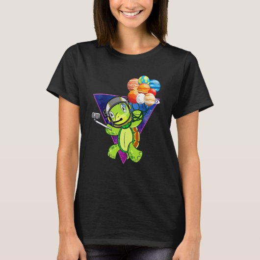 T-shirt L'astronaute Turtle Selfi Spaceturtle Holding Plan (Devant)