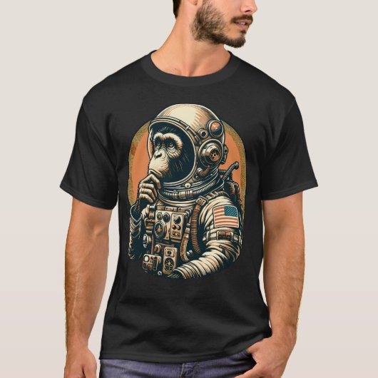 T-shirt L'astronaute Vintage voyage spatial Monkey Graphis (Devant)