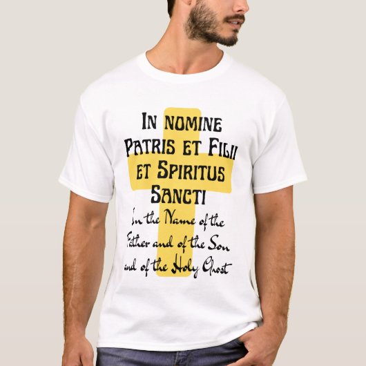 T-shirt Latin Au nom du Père Signe de croix (Devant)