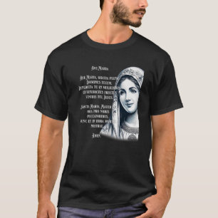 T-shirt Latin Hail Mary Béni Mère Rosaire Prière Premi
