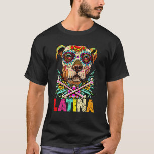 T-shirt Latina Sugar Skull Chien Pour Chiens