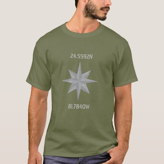 T-shirt Latitude et longitude avec roue marine (Devant)