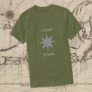 T-shirt Latitude et longitude avec roue marine