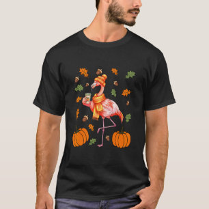 T-shirt Latte saveur citrouille épices Flamingo d'automne