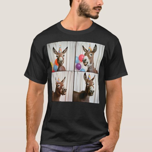 T-shirt Laughing Donkey Face Farmyard Animal Happy Donkey (Devant)